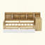 Wooden L-Shape Daybed With Seven Storage Cabinets And Two Storage Drawers, Multi-Functional Bed With Study Desk And Built-In Bookshelf
