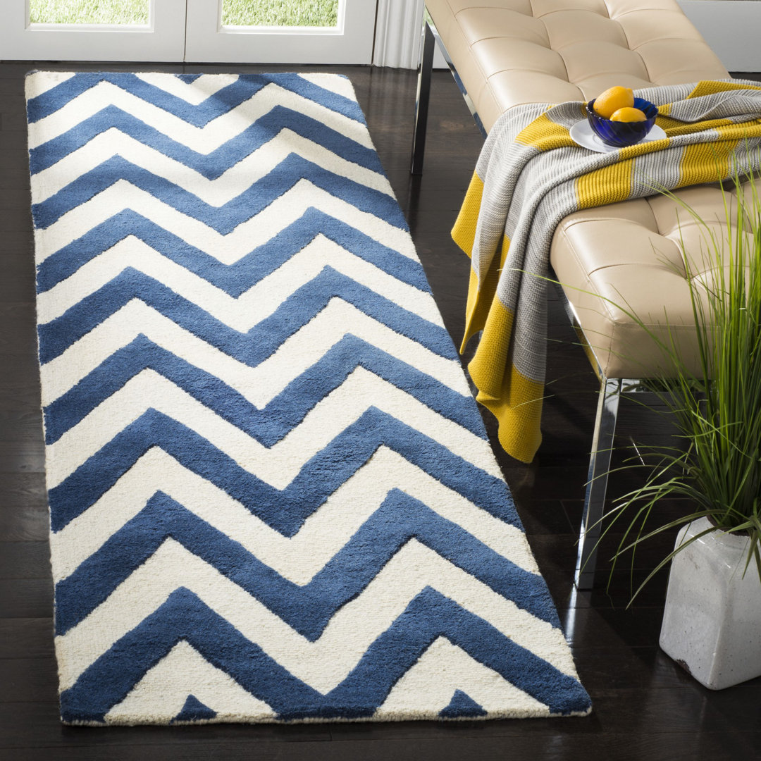 Sanyla Hand-Tufted Wool Navy/Ivory Rug
