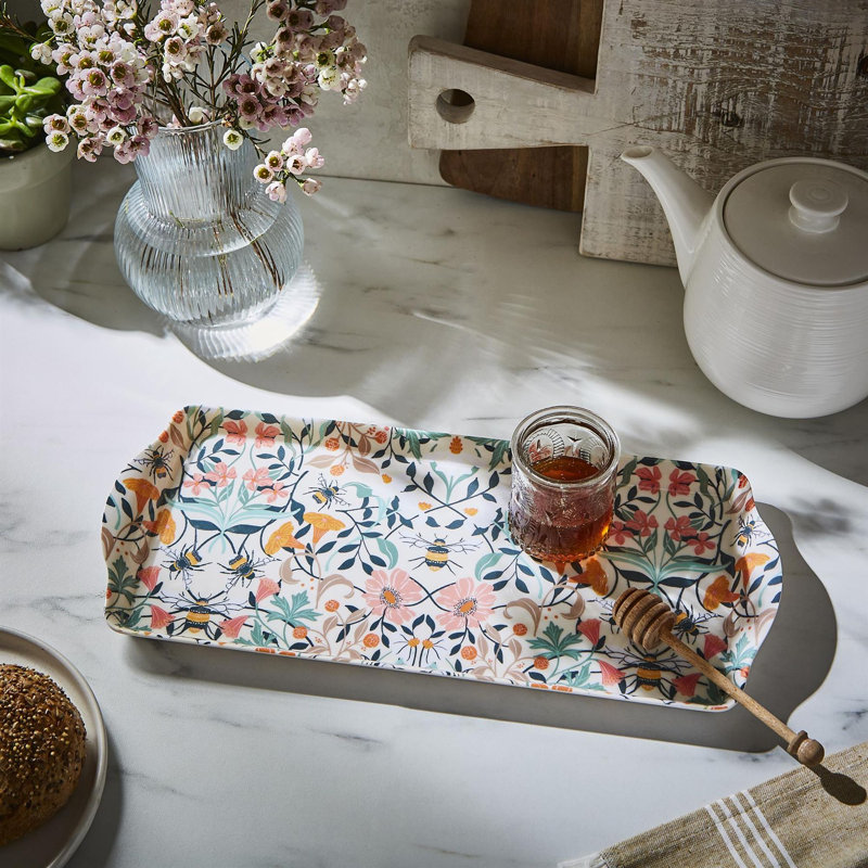 Bee Bloom Melamine Tray, 6.69cm W X 15.35cm D X 0.98cm H
