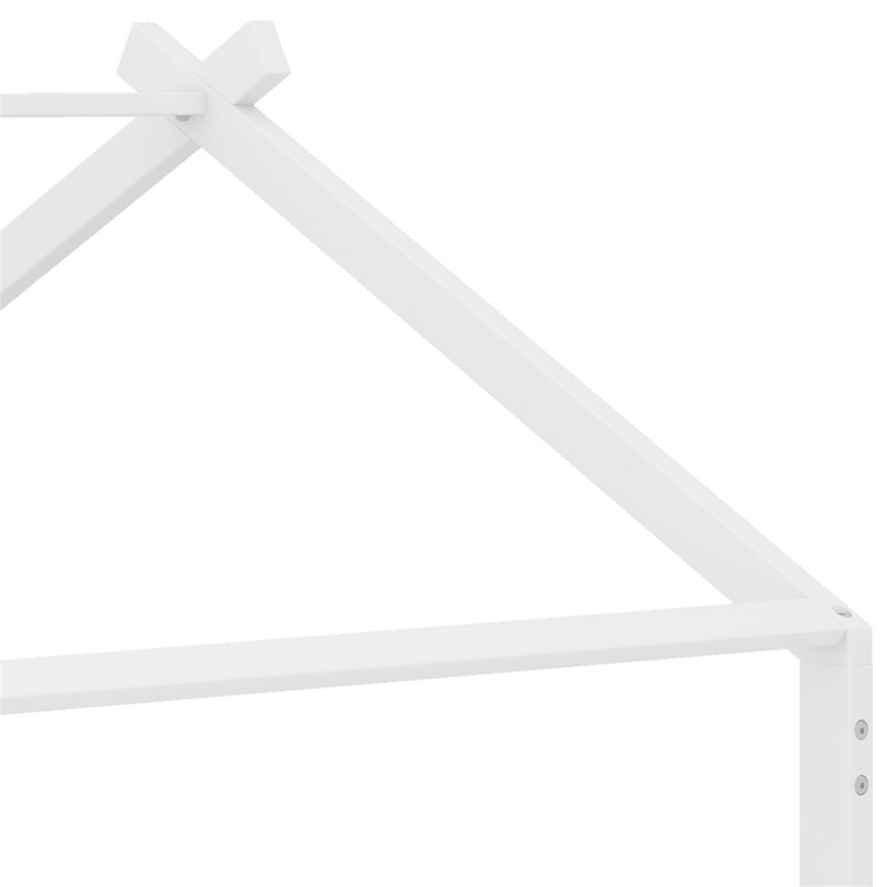 Solid Wood Low House Bed, White, Full / Double