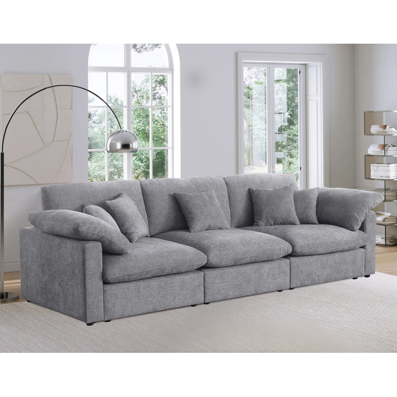  152" Modern Chenille Reconfigurable Sectional Sofa with Ottomans, U-Shaped Modular Couch for Living Room with 8 Pillows, Soft Upholstered Lounge Seating