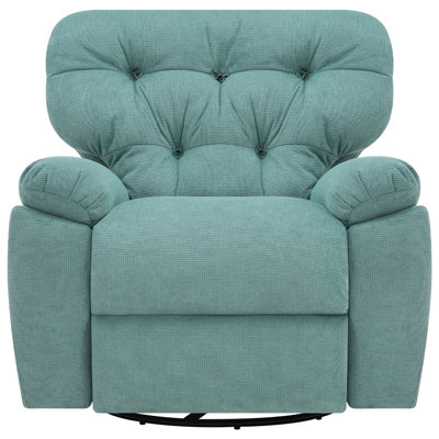 36.6'' Wide Oversized Recliner, Power Recliner Adults Soft Overstuffed Arms And Back Chenille Swivel  Recliner Chair