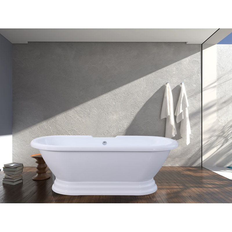 Kingston Brass Aqua Eden 67-Inch Acrylic Oval Double Ended Pedestal Tub (No Faucet Drillings)