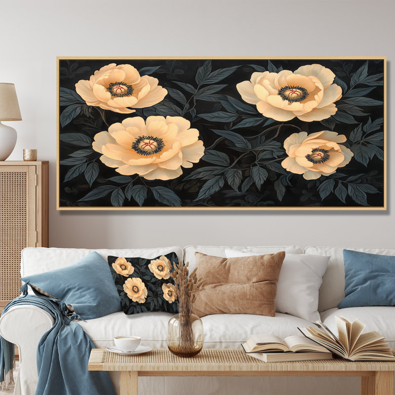 Art mural sur toile Iorwerth, H 28 po x l 60 po, Blanc, Floater Framed