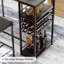Modern 3-Piece Compact Dining Table Set for 2, Black Wood Look with 4-Tier Storage Shelves, Wine Rack, Cup Holder & Upholstered Chairs, Ideal for Kitchen & Apartment Corners, Grey-594212781