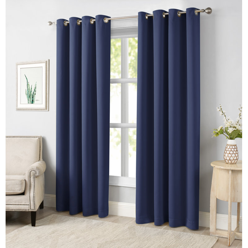 Essential Blackout Curtain Collection Blackout Pair, 52" W x 108" L, Navy Blue