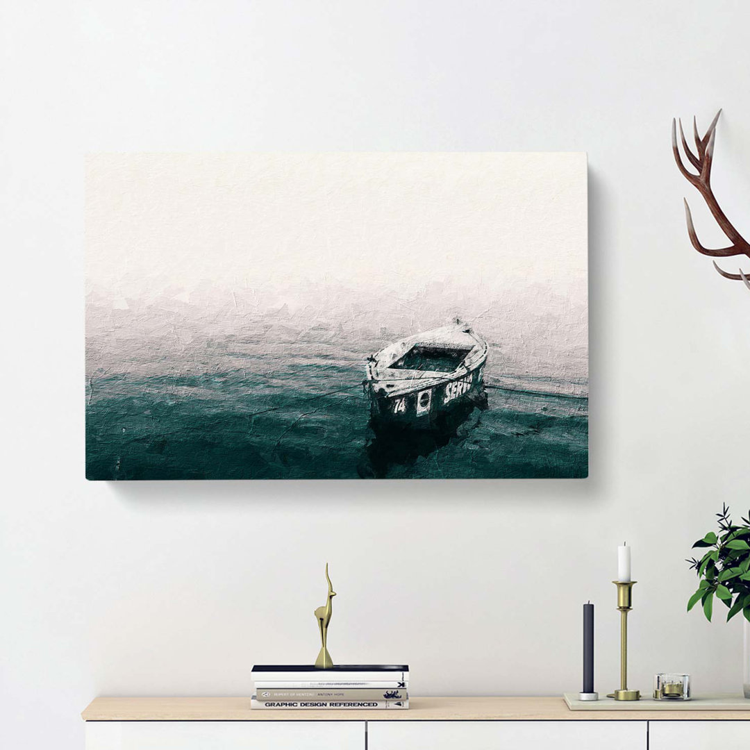 Boat Upon Granges River In India - Wrapped Canvas