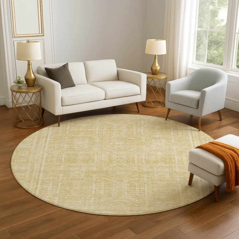 Premium Machine Washable Ashlynn Border Rug, Round 8'