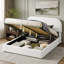 Lit plateforme tapissier grand avec système de rangement hydraulique Teddy