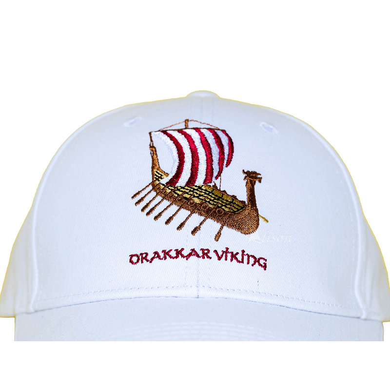 Casquette brodée blanche Drakkar Viking par Alison Nautical