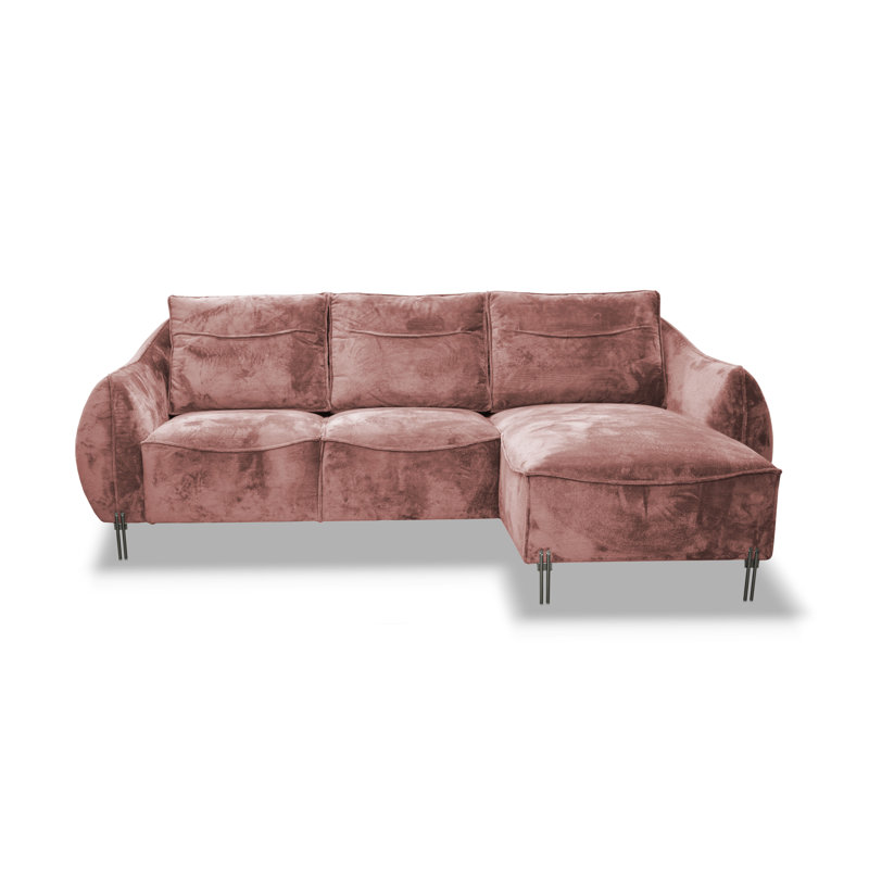 Adly 3 Seater Fabric Sofa & Chaise, Orange, Right Hand Facing