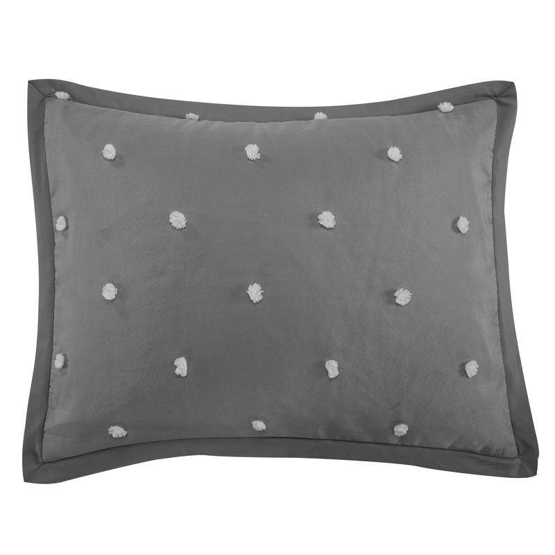Maxime 4 Piece Dots Comforter Set, Gray, Twin Comforter + 1 Standard Sham + Throw Pillow