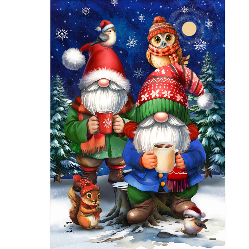 Drapeau de jardin Warm Wishes Gnomes