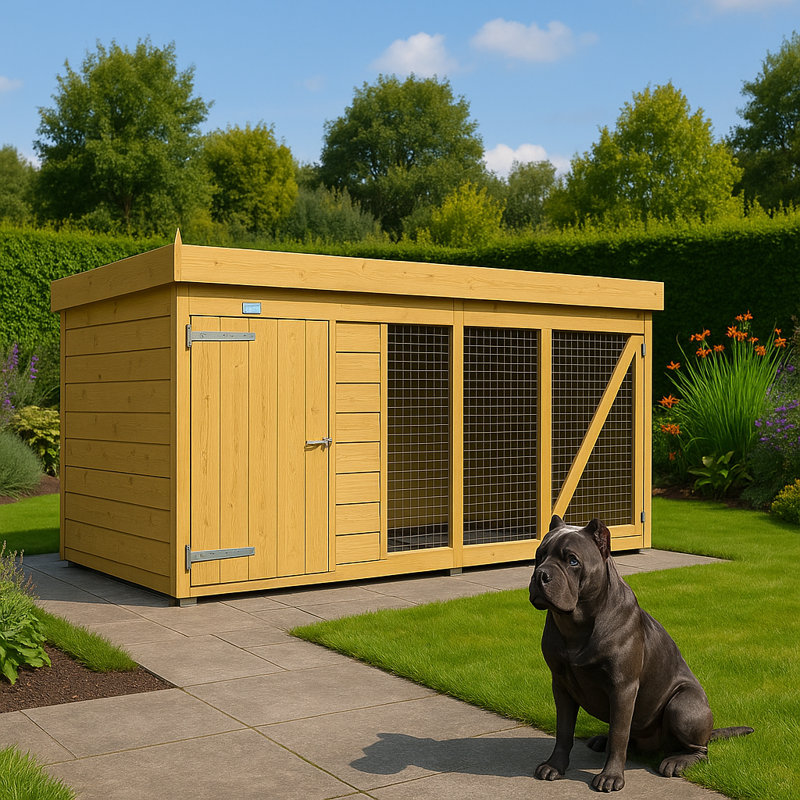 Dog Kennel and Run, 127cm H x 243cm W x 185cm D