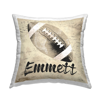 Vintage Pattern Sports Football Personalized Printed Throw Pillow by Peter Horjus