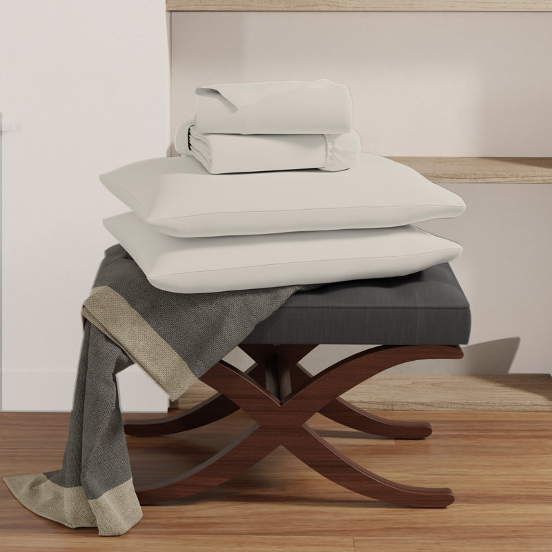 Sustainable 100% Organic Cotton Breathable & Lightweight Deep Pocket Sheet Set, Full, Ivory