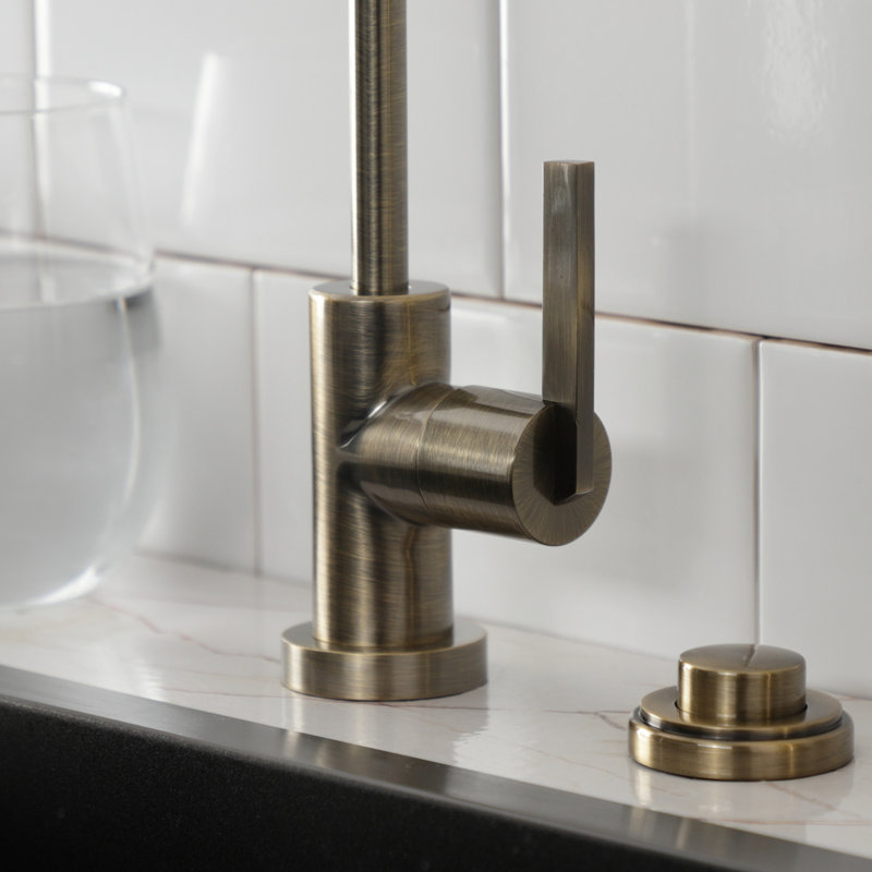 Kingston Brass Continental Single-Handle 1-Hole Deck Mount Water Filtration Faucet, Antique Brass