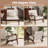 Upholstered Solid Wood Accent Chair Armchair With An Extra Pillow, Brown Arms, Beige Linen-639544662