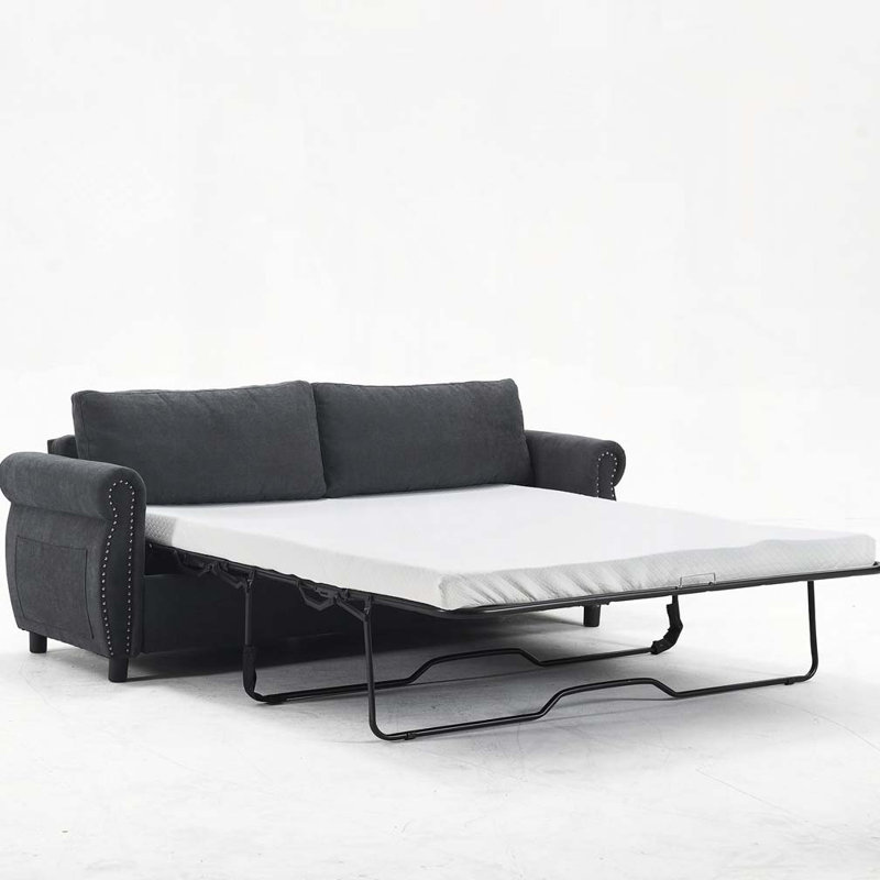Canapé-lit avec grand matelas, Gris foncé