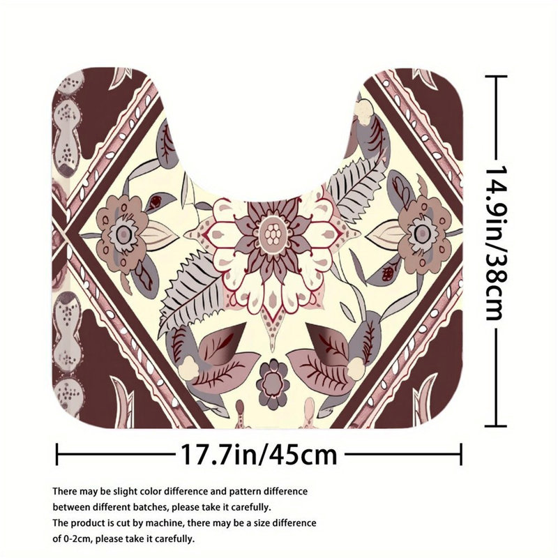 Ensemble de 3 tapis de salle de bain mandala bruns pour décoration bohémienne
