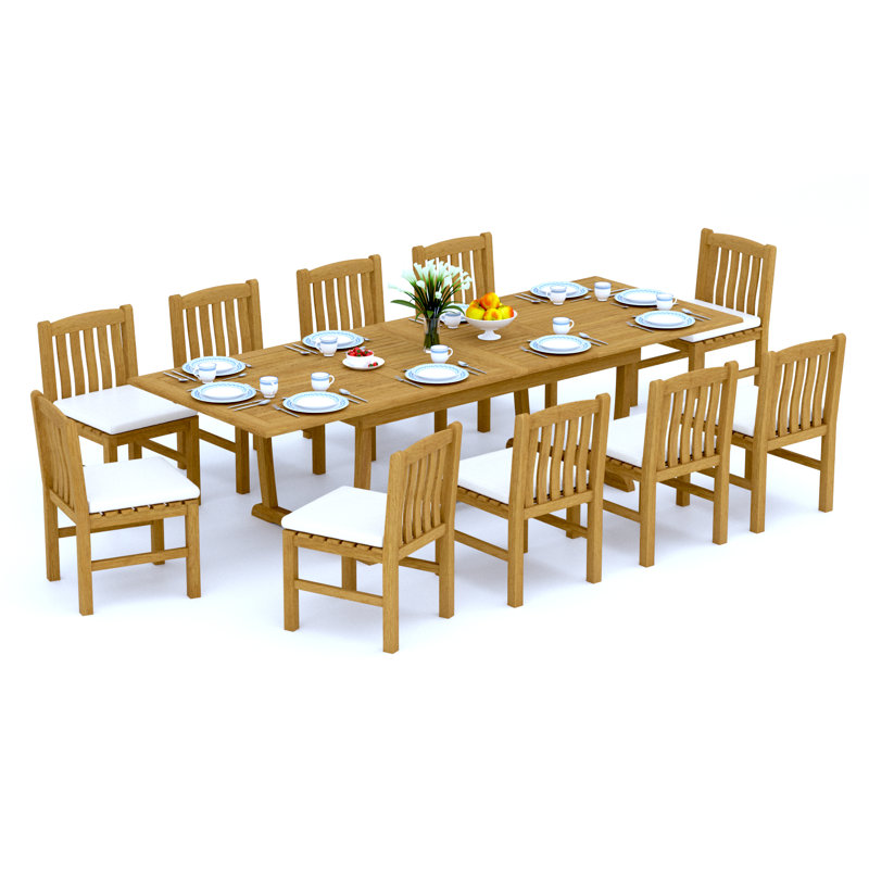 Devon Teak Wood Patio Dining Set with, 10