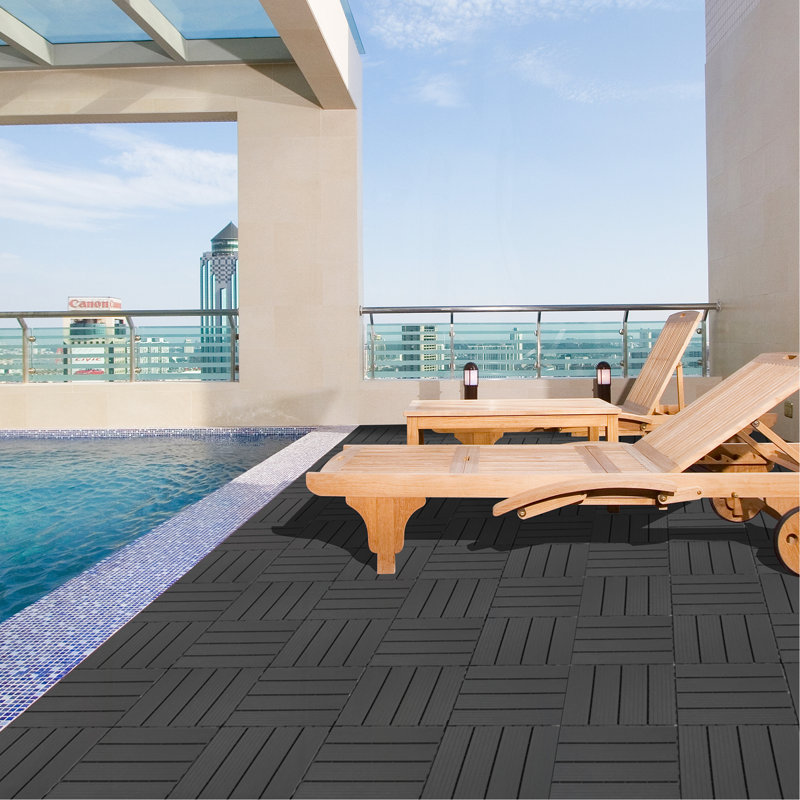 Carreaux de terrasse en plastique emboîtables, Gris clair