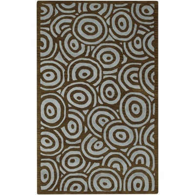 Tapis brun / bleu en laine touffeté à la main Aro