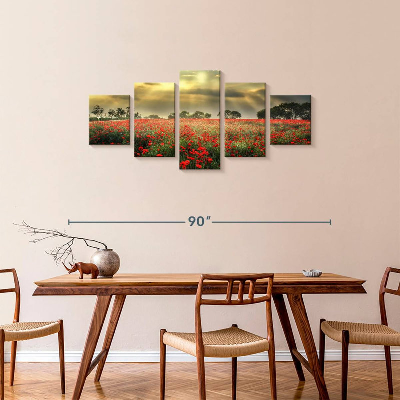 Champ de coquelicots scandinave, H 34 po x l 74 po