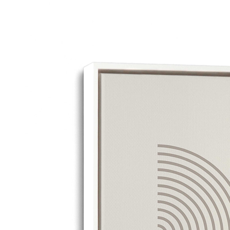 Bauhaus Flow and Composition en brun I, ensemble de 2, Cadre flottant blanc opaque, H 19 po x l 26 po