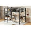 Lit mezzanine avec bureau, panier de rangement, structure en métal et port de charge-125179136