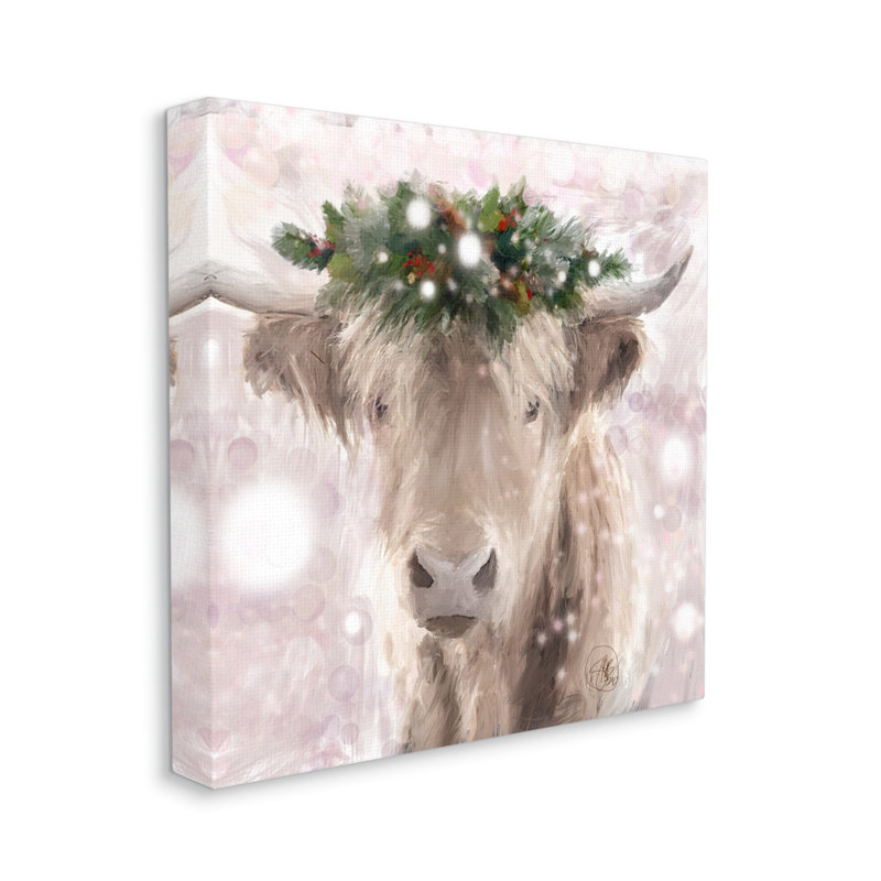 Motif de lueur rose abstraite de la couronne d'hiver par Sarah Butcher - Peinture, H 36 po x l 36 po x P 1,5 po, Toile tendue
