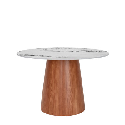 Petite table de salle à manger ronde 43 po en bois massif, victorienne, noyer blanc, finition brillante, pierre frittée, pour piédestal d'espace de travail, campagne française, spa