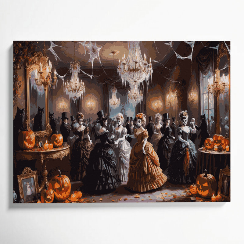 Halloween, art de fête d'Halloween antique, art mural sur toile brune, H 8 po x l 10 po
