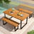 63" Acacia Wood Dining Table with Heavy-Duty Metal Legs 1.97" Umbrella Hole