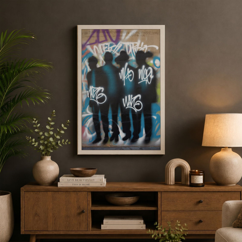 Urban Silhouettes Industrial - Wrapped Canvas, 18x12 - 45.7 x 30.5 cm, Ochre Border