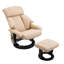 Fauteuil inclinable de massage avec repose-pieds, fauteuil inclinable pivotant à 360 ° et repose-pieds, 10 points de vibration, fauteuil inclinable en cuir PU avec poche latérale et télécommande, beige