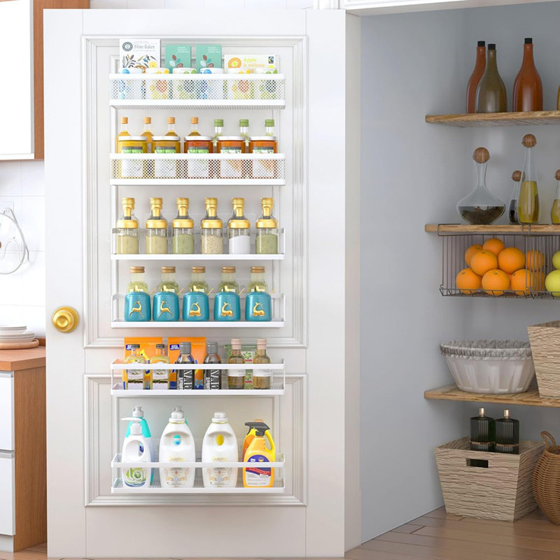 Ensemble de 2 paniers suspendus en métal blanc - Rangement polyvalent avec grand filet