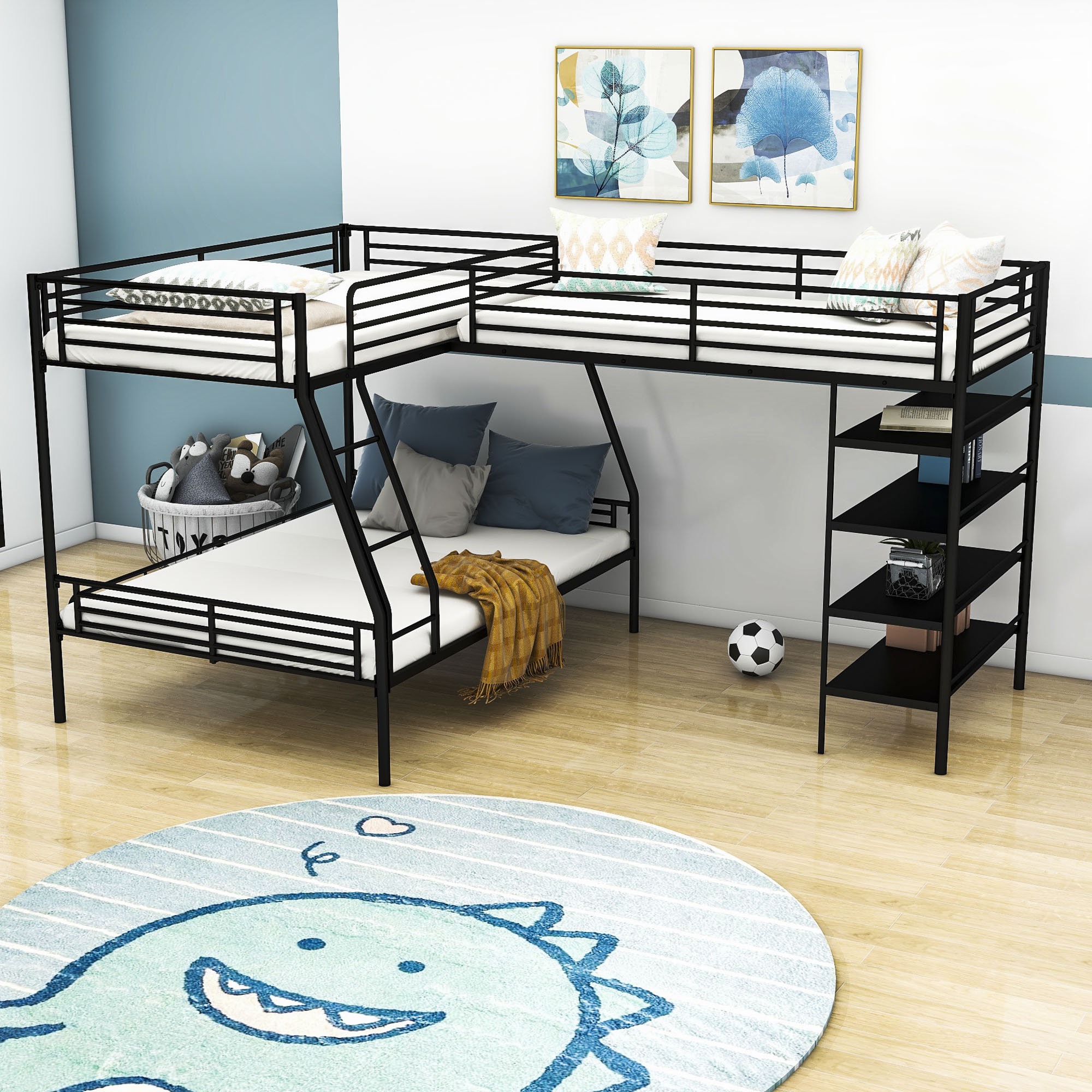 Isabelle & Max™ Bittrich Twin over Full Triple Bunk Bed with Shelves by