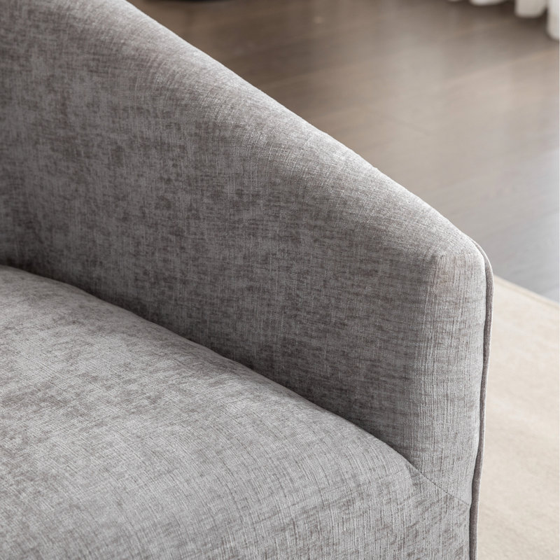Fauteuil pivotant élégant à 360° gris avec revêtement en tissu chenille - Créez une chambre confortable