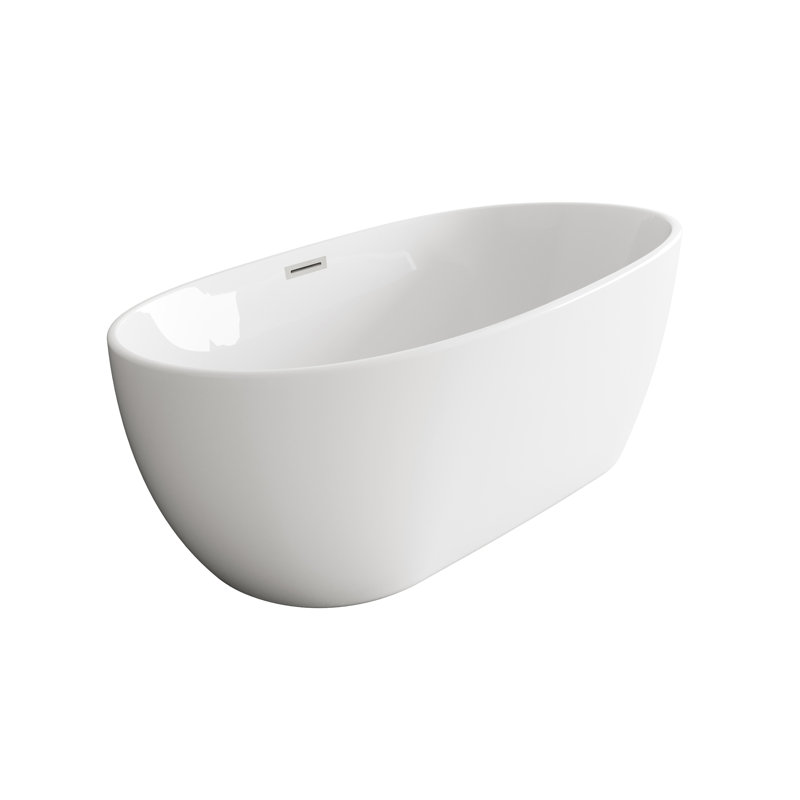 Hudepohl 54'' x 29'' Soaking Acrylic Bathtub, Brushed Nickel