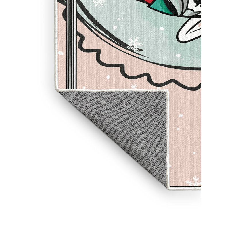 Tapis de vacances d'hiver de Noël lavable The Holiday Aisle®, Rectangle 7 pi x 9 pi