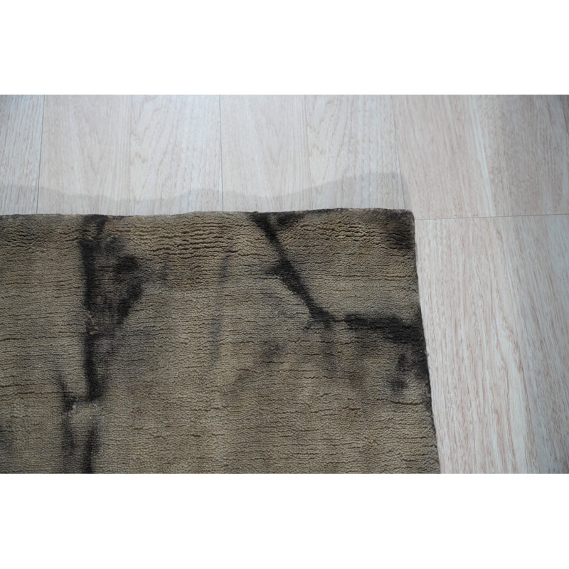4x6 Gray Hand-Knotted Wool Organic Stone Texture Abstract Modern Contemporary Carpet Rug