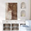 Style Mid-Century brun foncé, formes abstraites neutres, grand cadre rustique, décor minimaliste M20-119461017-101791372-101791373