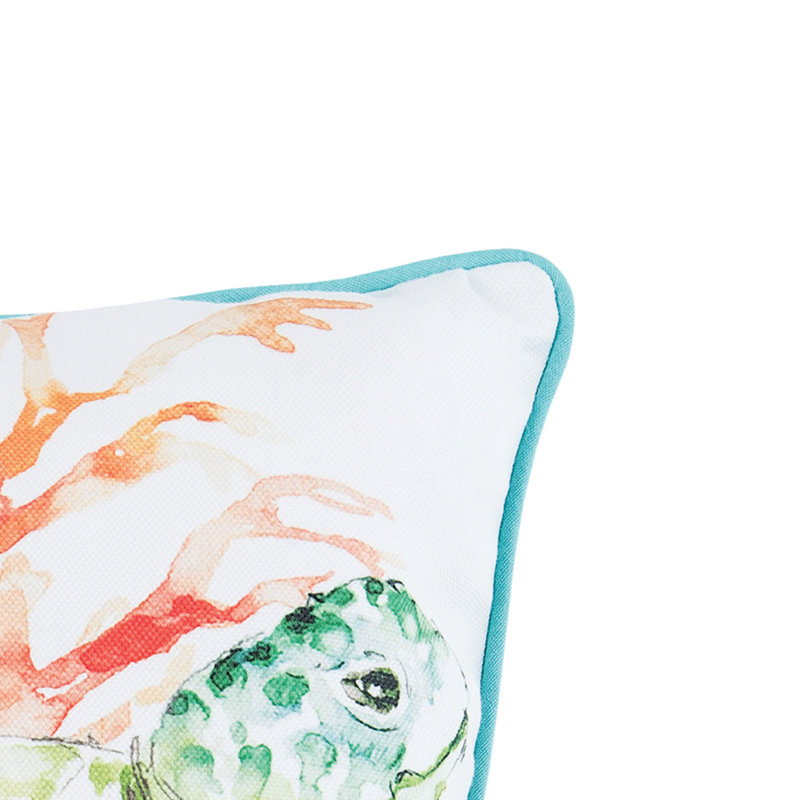 Colorful Sea Turtle Watercolor Print Square Throw Pillow