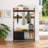 33.1" Wide Hall Tree with 2 Movable Drawers, Shoe Storage, Shelves and Garment Racks, 5-in-1 Entryway Bench with 23 Hooks (Fixed and Movable)