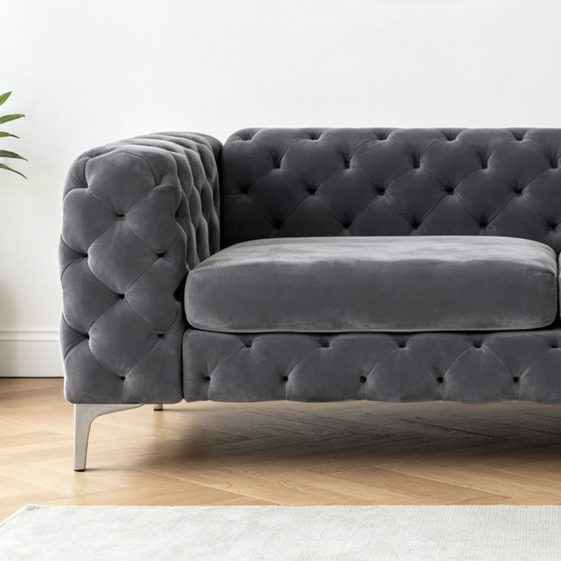 Canapé en tissu léger de style américain, Grey Fabric