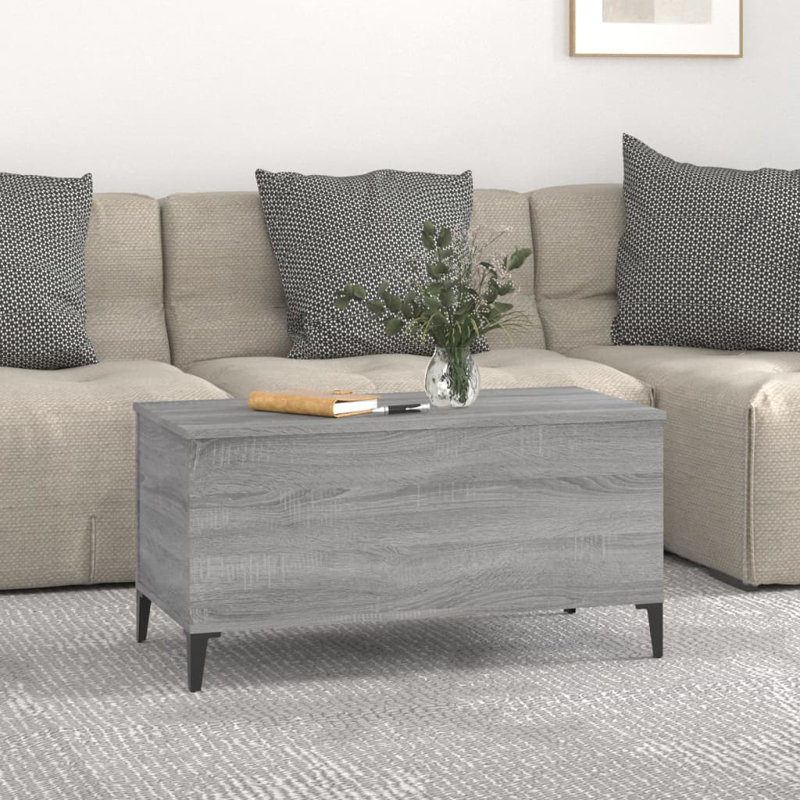 Amyna Lift Top Four Leg Coffee Table with Storage, Grey Sonoma
