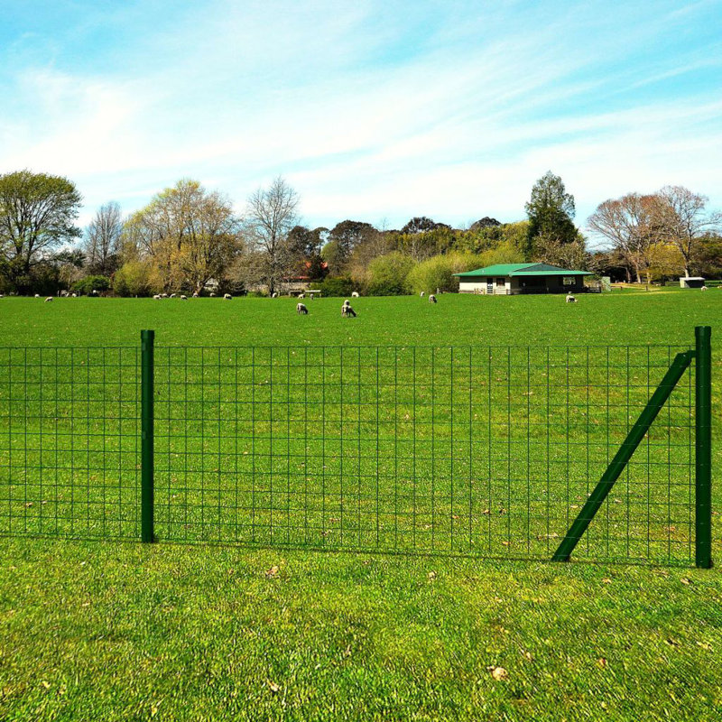 Euro Fence Set Steel Green Fencing Barrier Border Screen, 80cm H x 250cm W