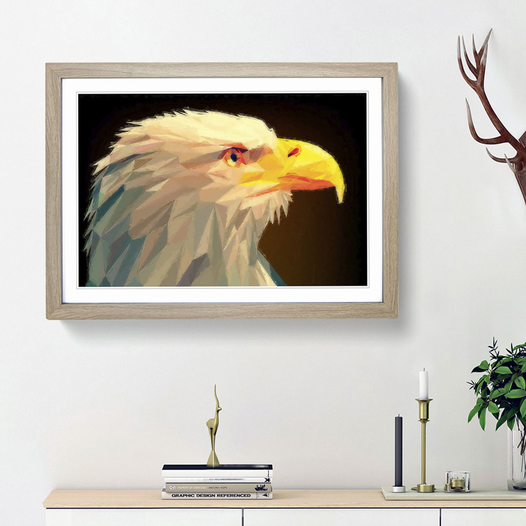 Geometric Bald Eagle Bird in Abstract - Framed Print