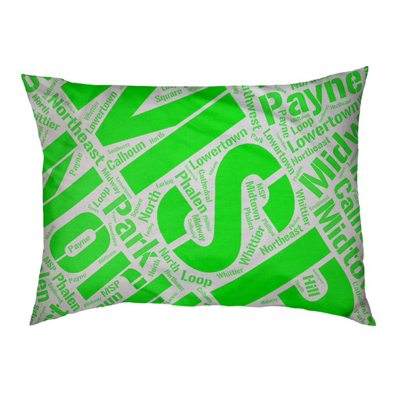 Coussin de chien « districts », Très grand (H 17 po x l 50 po x P 40 po), Vert, Minneapolis – Saint Paul